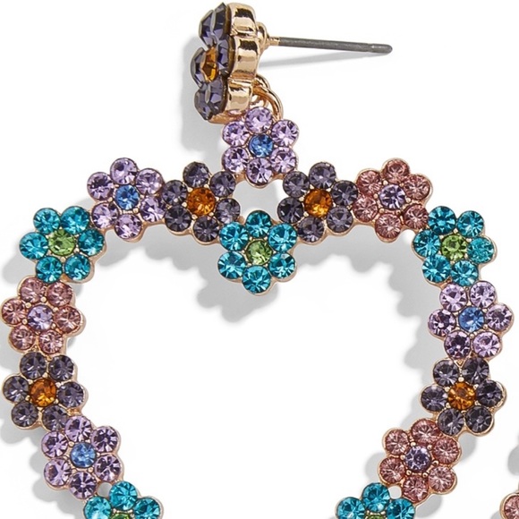 BaubleBar Magnolia Drop Heart Shape Multi-Color Fashion Earrings Blue 74666 New - Picture 4 of 16